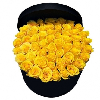 большая коробка желтых роз